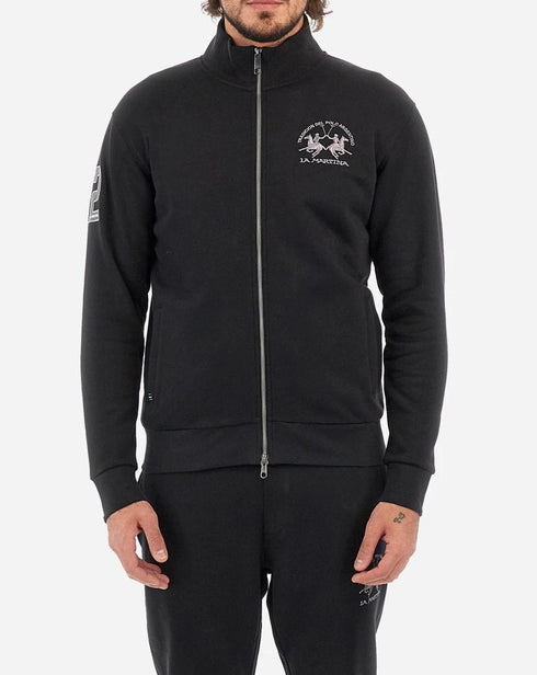 La Martina Felpa zip Felpa Uomo con logo zip classico Nero A23-LA MARTINAWMF301FP557-09999-M - Francavilla Moda